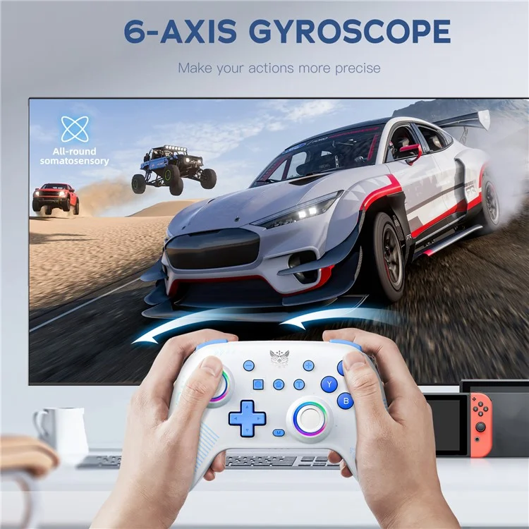 ONIKUMA C1 Switch Bluetooth-compatible / Wired Gamepad Six-Axis Gyroscope Dual Motor Game Controller - White