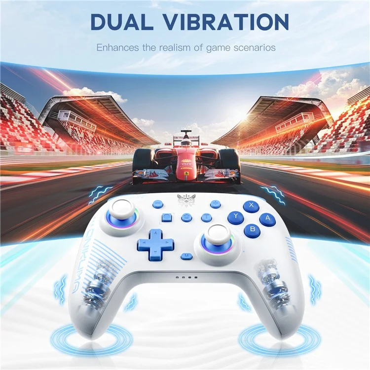 ONIKUMA C1 Switch Bluetooth-compatible / Wired Gamepad Six-Axis Gyroscope Dual Motor Game Controller - White