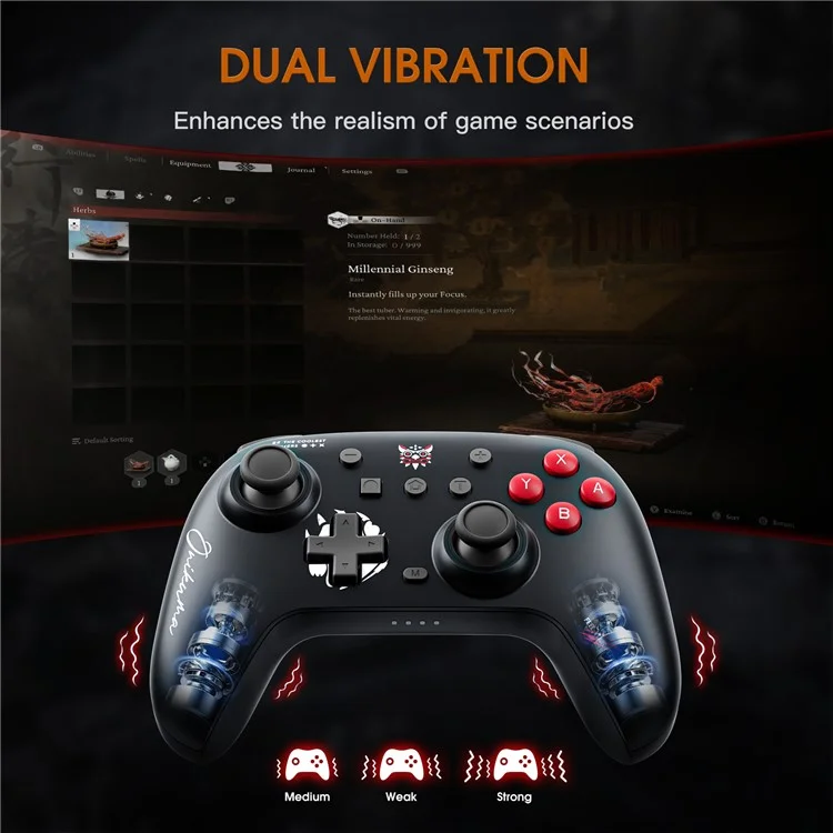 ONIKUMA C1 Switch Bluetooth-compatible / Wired Gamepad Six-Axis Gyroscope Dual Motor Game Controller - Black