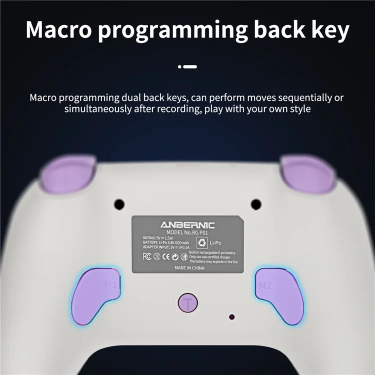 AMPOWN RGP01 Wireless Game Controller RGB Light Gamepad for Android iOS PC Switch - Beige