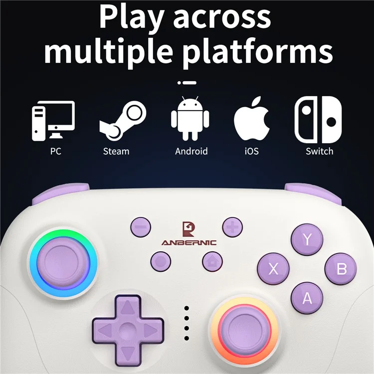 AMPOWN RGP01 Wireless Game Controller RGB Light Gamepad for Android iOS PC Switch - Beige