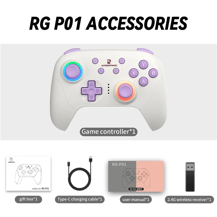 AMPOWN RGP01 Wireless Game Controller RGB Light Gamepad for Android iOS PC Switch - Beige