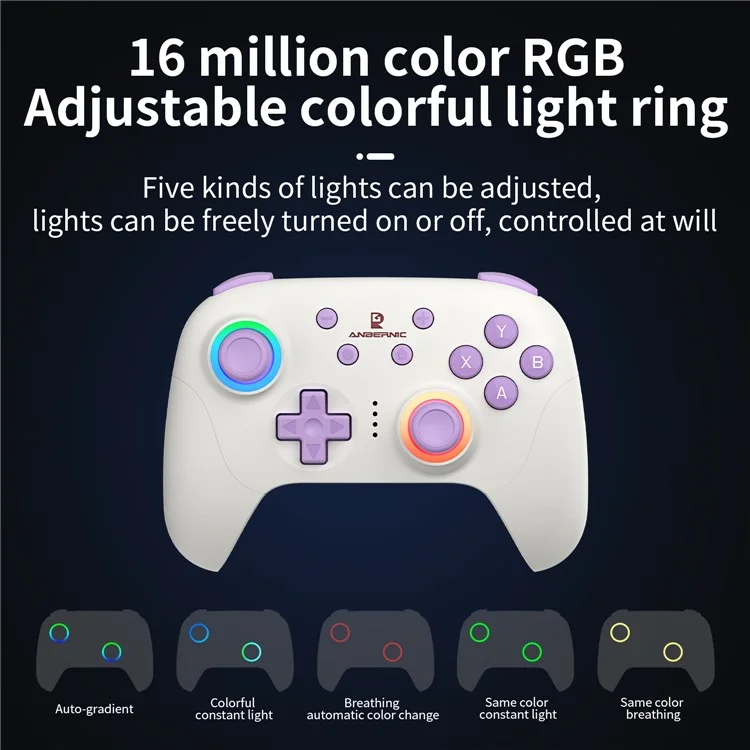 AMPOWN RGP01 Wireless Game Controller RGB Light Gamepad for Android iOS PC Switch - Beige