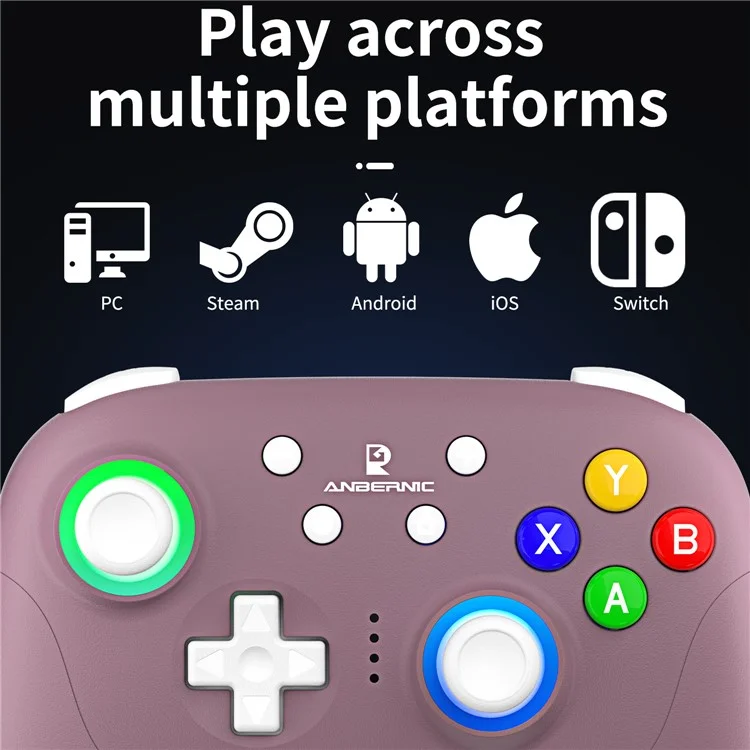 AMPOWN RGP01 Wireless Game Controller RGB Light Gamepad for Android iOS PC Switch - Purple