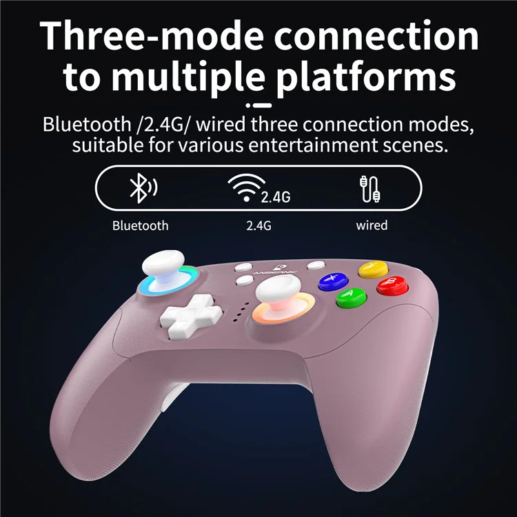 AMPOWN RGP01 Wireless Game Controller RGB Light Gamepad for Android iOS PC Switch - Purple