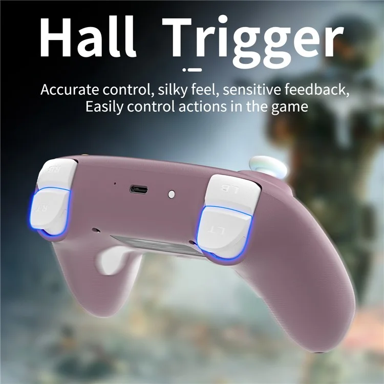 AMPOWN RGP01 Wireless Game Controller RGB Light Gamepad for Android iOS PC Switch - Purple