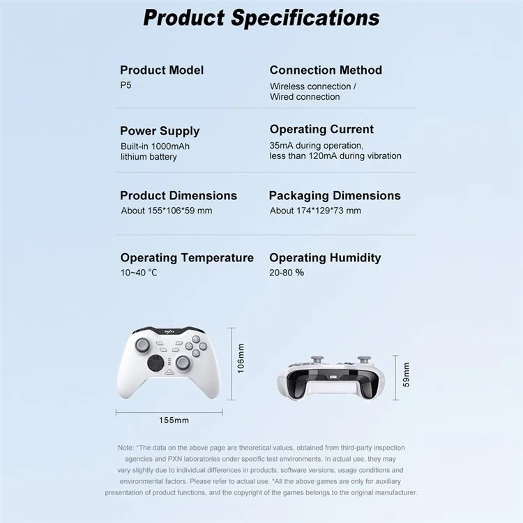PXN P5 Bluetooth-compatible Wireless Game Controller for Steam PC Android iOS Nintendo Switch - Pink