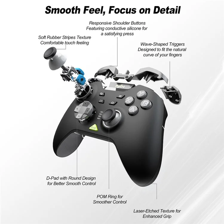 PXN P5 Bluetooth-compatible Wireless Game Controller with Receiver for Steam PC  /  Android  /  iOS  /  Nintendo Switch - Black