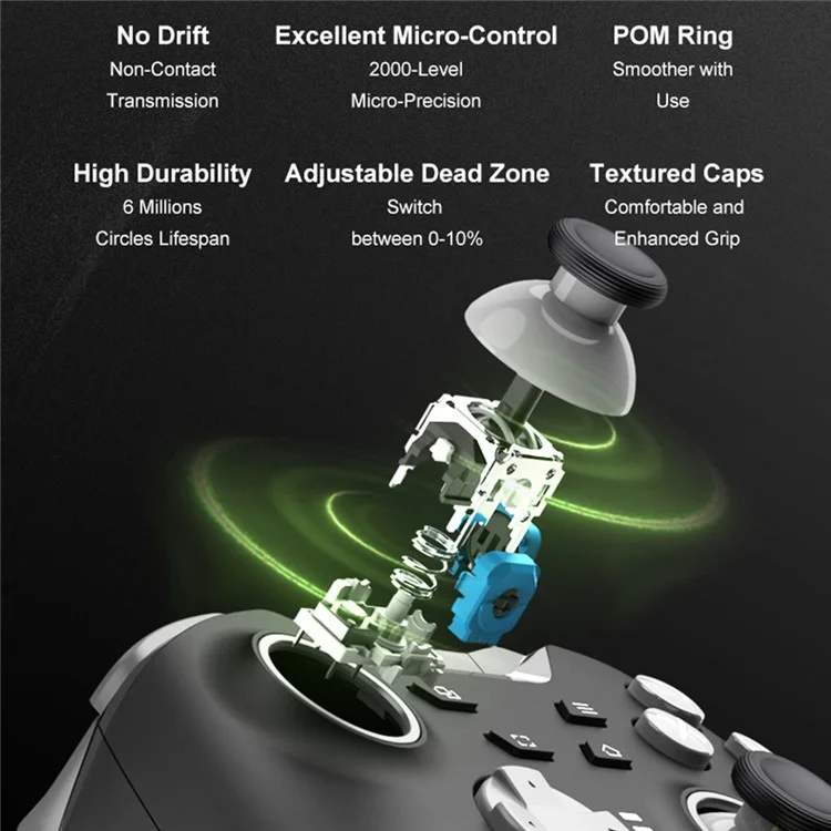 PXN P5 Bluetooth-compatible Wireless Game Controller with Receiver for Steam PC  /  Android  /  iOS  /  Nintendo Switch - Black