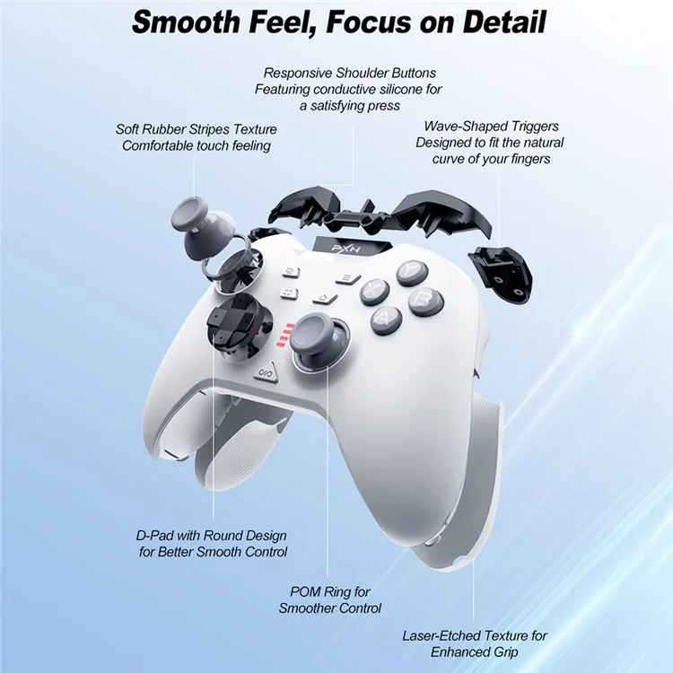 PXN P5 Bluetooth-compatible Wireless Game Controller with Receiver for Steam PC  /  Android  /  iOS  /  Nintendo Switch - Pink