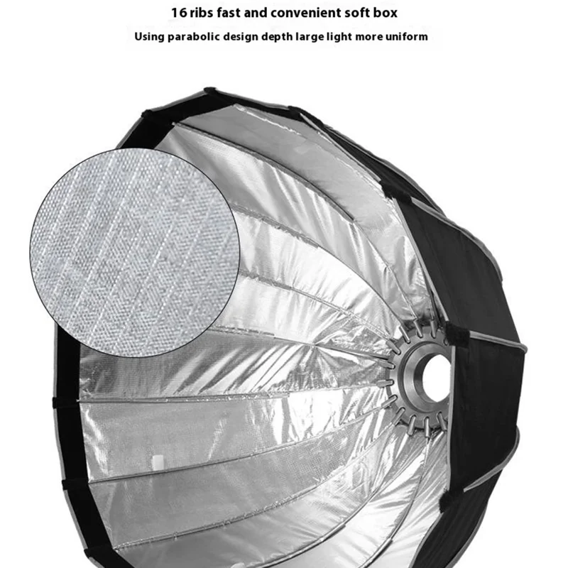 120cm Deep Parabolic Softbox with Grille Quick Release Bowens Mount Photography Umbrella for Studio Lighting
