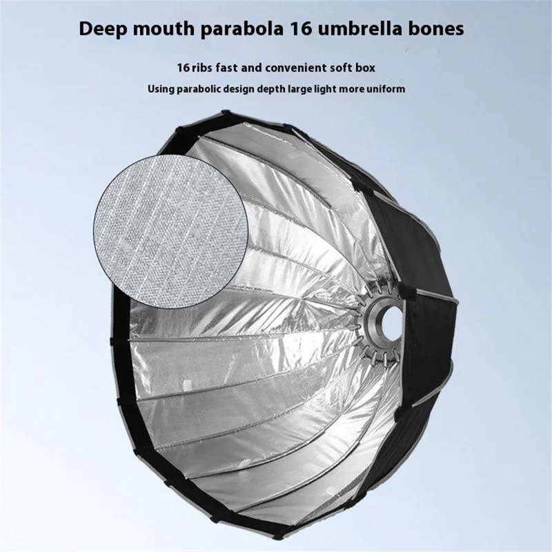120cm Deep Parabolic Softbox with Grille Quick Release Bowens Mount Photography Umbrella for Studio Lighting