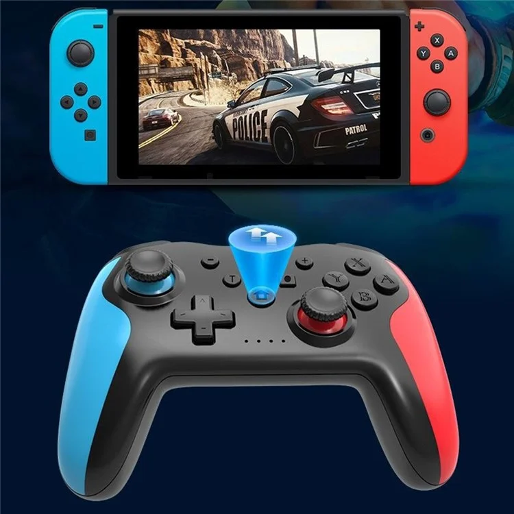NS009 Game Controller Six-Axis Gyroscope Dual Vibration Android Bluetooth-Compatible Wireless Gamepad - Black+Blue+Red