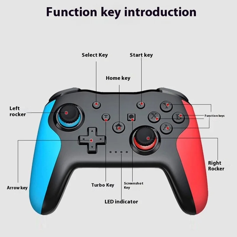 NS009 Game Controller Six-Axis Gyroscope Dual Vibration Android Bluetooth-Compatible Wireless Gamepad - Black+White