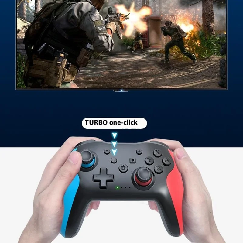 NS009 Game Controller Six-Axis Gyroscope Dual Vibration Android Bluetooth-Compatible Wireless Gamepad - Black+White