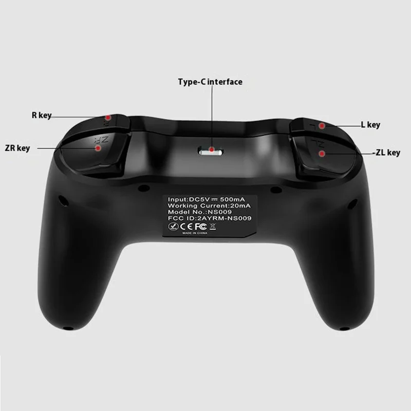 NS009 Game Controller Six-Axis Gyroscope Dual Vibration Android Bluetooth-Compatible Wireless Gamepad - White+Black