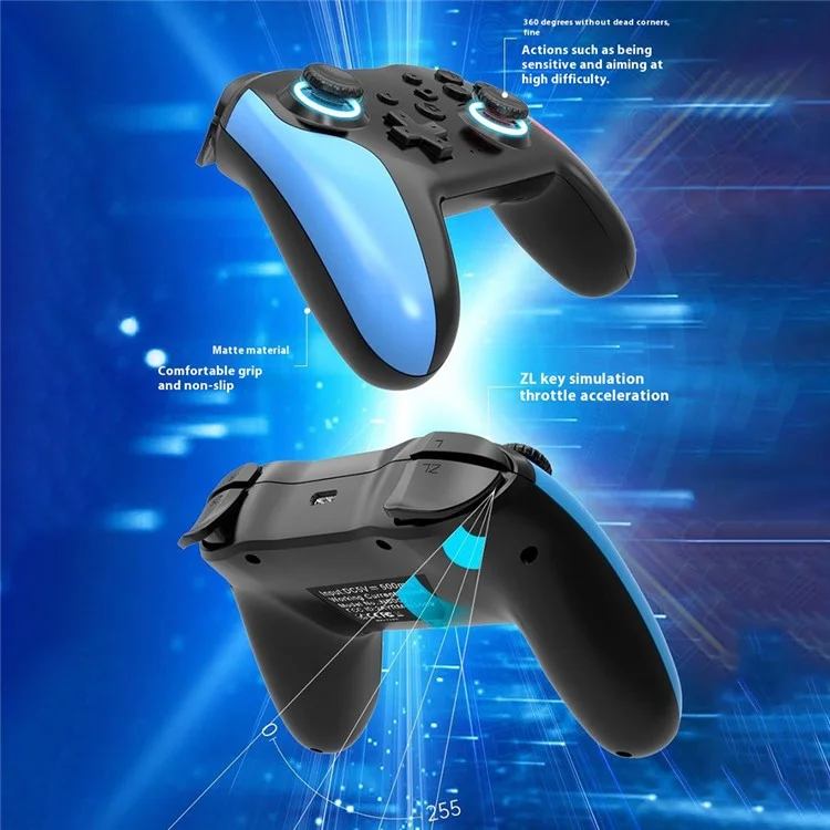 NS009 Game Controller Six-Axis Gyroscope Dual Vibration Android Bluetooth-Compatible Wireless Gamepad - Black+Green+Purple
