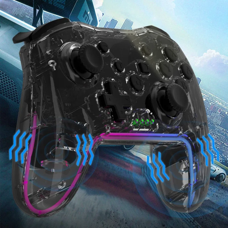 NS015 Wireless Controller  Turbo Function Vibration Bluetooth-Compatible Gamepad - Transparent Red