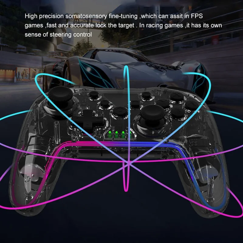 NS015 Wireless Controller  Turbo Function Vibration Bluetooth-Compatible Gamepad - Transparent Red