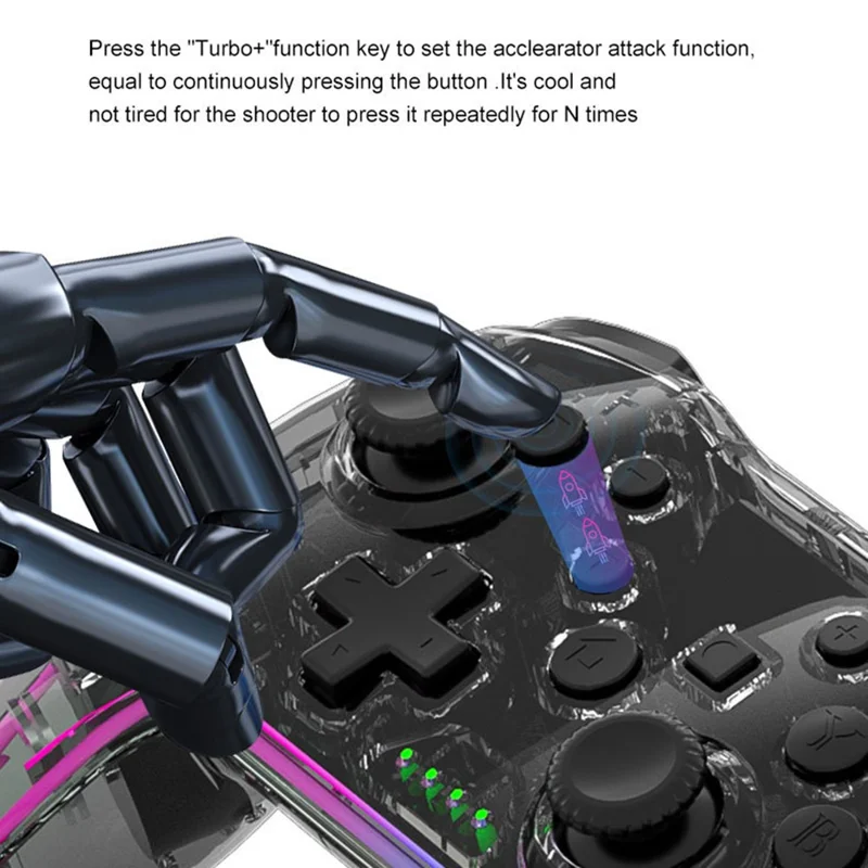 NS015 Wireless Controller  Turbo Function Vibration Bluetooth-Compatible Gamepad - Transparent Red