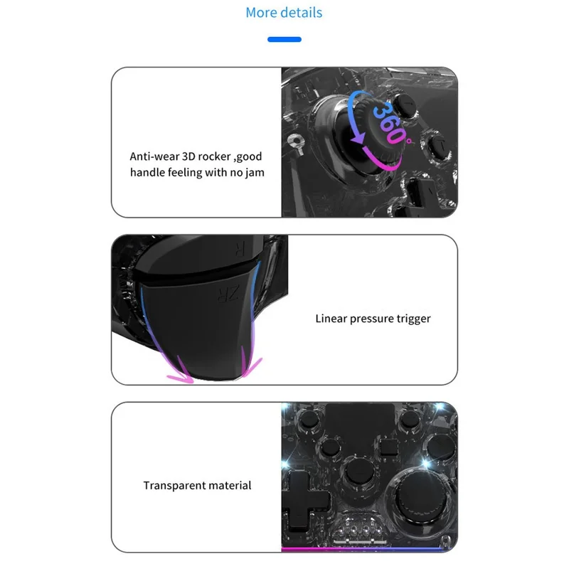 NS015 Wireless Controller  Turbo Function Vibration Bluetooth-Compatible Gamepad - Transparent Red