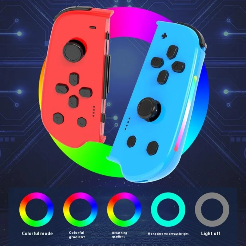 NS055 1 Pair for Nintendo Switch Wireless Joycon Controller Vibration Bluetooth-Compatible Gamepad - Red+Blue