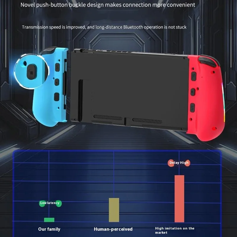 NS055 1 Pair for Nintendo Switch Wireless Joycon Controller Vibration Bluetooth-Compatible Gamepad - Red+Blue