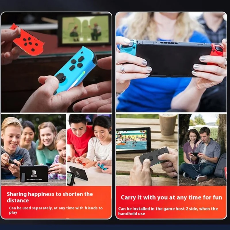 NS055 1 Pair for Nintendo Switch Wireless Joycon Controller Vibration Bluetooth-Compatible Gamepad - Red+Blue