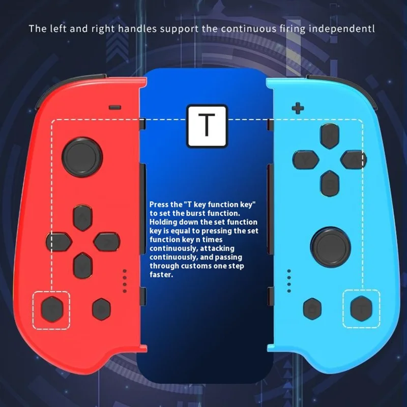 NS055 1 Pair for Nintendo Switch Wireless Joycon Controller Vibration Bluetooth-Compatible Gamepad - Red+Blue
