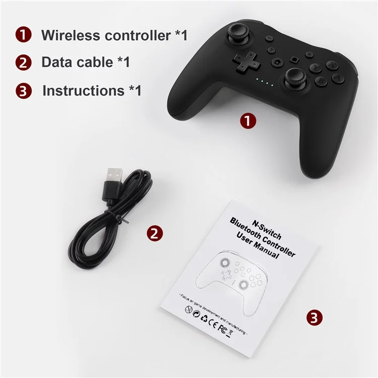 NS017 Mando de juego inalámbrico Bluetooth con giroscopio de 6 ejes para Nintendo Switch / Sony PS3 / PC - Blanco