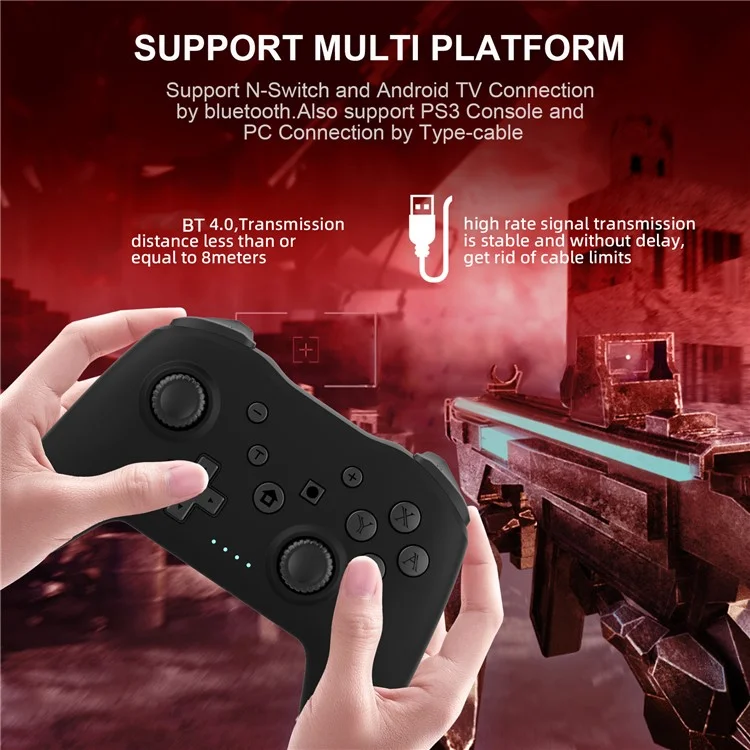 NS017 Mando de juego inalámbrico Bluetooth con giroscopio de 6 ejes para Nintendo Switch / Sony PS3 / PC - Blanco