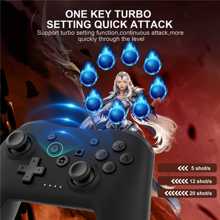 NS017 Mando de juego inalámbrico Bluetooth con giroscopio de 6 ejes para Nintendo Switch / Sony PS3 / PC - Blanco