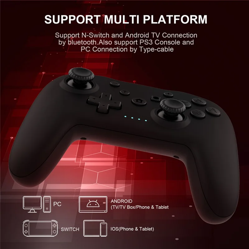 NS017 6-Axis Gyro Game Controller for Nintendo Switch / Sony PS3 / PC Wireless Bluetooth-compatible Gamepad - Pink