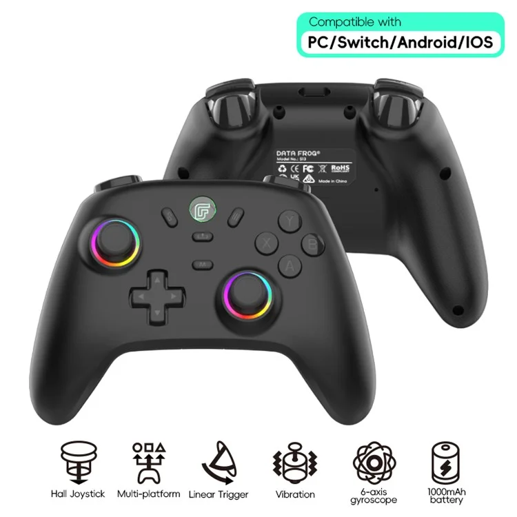 DATA FROG S13 Gamecontroller Turbo 6-Achsen-Gyro Vibration für Switch / PC / Android / iOS Kabellos Gamepad
