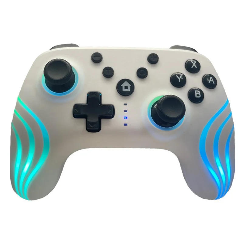 CX-262 Colorful Light Game Controller Six-Axis Motion Sensing Dual Motor Vibration Bluetooth-Compatible Gamepad - White