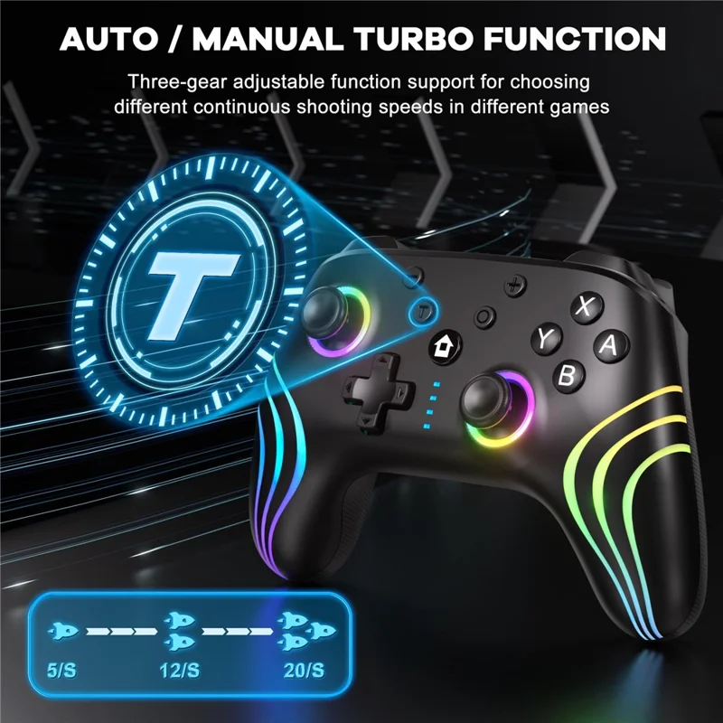 CX-262 Colorful Light Game Controller Six-Axis Motion Sensing Dual Motor Vibration Bluetooth-Compatible Gamepad - White