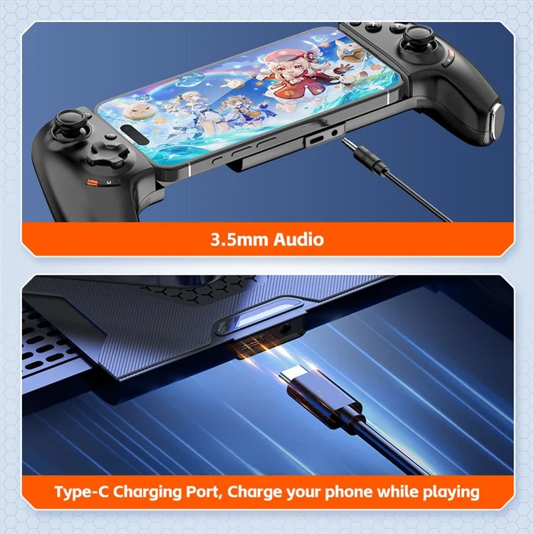 GAMWING Aobing Max Bluetooth-kompatibler / Typ C Kabel-Dual-Modus Erweiterbarer Griff Mobiler Spielcontroller - Schwarz