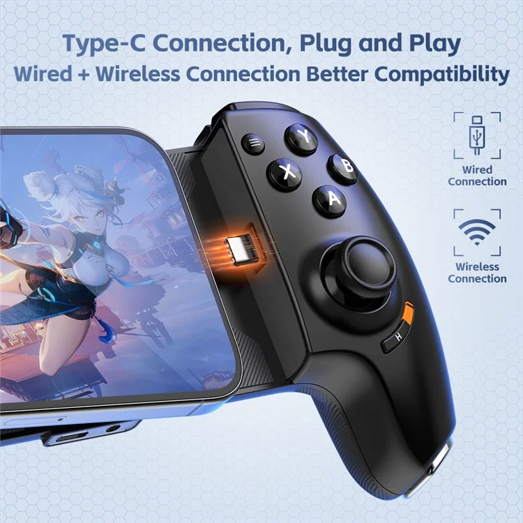 GAMWING Aobing Max Bluetooth-kompatibler / Typ C Kabel-Dual-Modus Erweiterbarer Griff Mobiler Spielcontroller - Schwarz