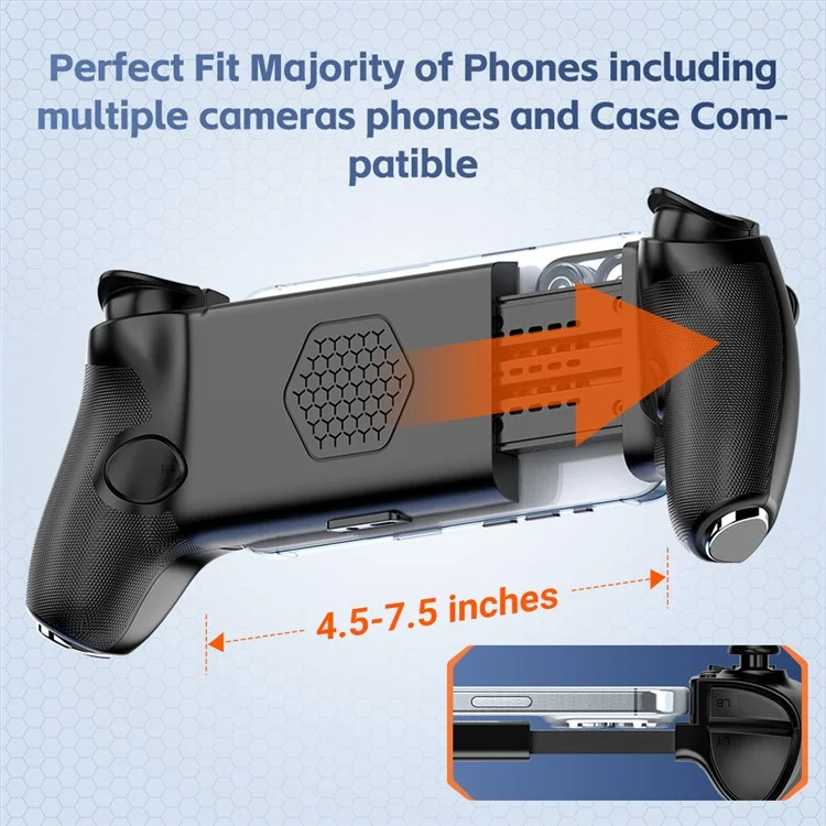 GAMWING Aobing Max Bluetooth-kompatibler / Typ C Kabel-Dual-Modus Erweiterbarer Griff Mobiler Spielcontroller - Schwarz