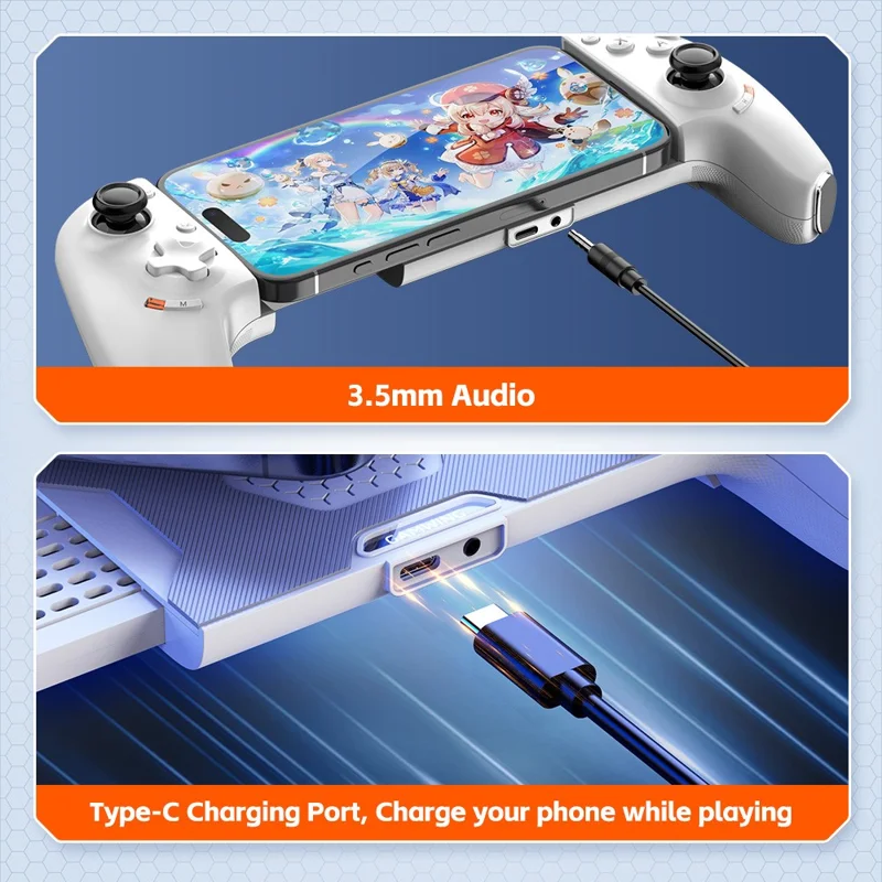 GAMWING Aobing Max Bluetooth-compatible  /  Type C Wired Dual Mode Expandable Grip Mobile Game Controller - White