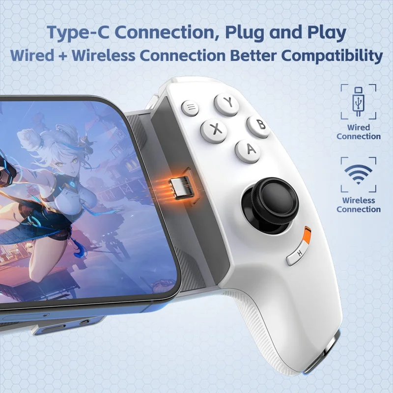 GAMWING Aobing Max Bluetooth-compatible  /  Type C Wired Dual Mode Expandable Grip Mobile Game Controller - White
