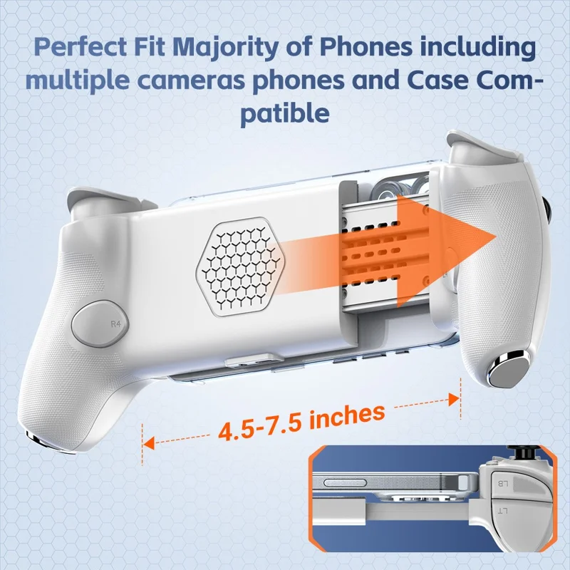 GAMWING Aobing Max Bluetooth-compatible  /  Type C Wired Dual Mode Expandable Grip Mobile Game Controller - White