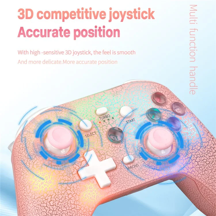 NS21 For Nintendo Switch / Ios / Android / PC RGB Light Gaming Controller Programmable Buttons Wireless Gamepad - Pink