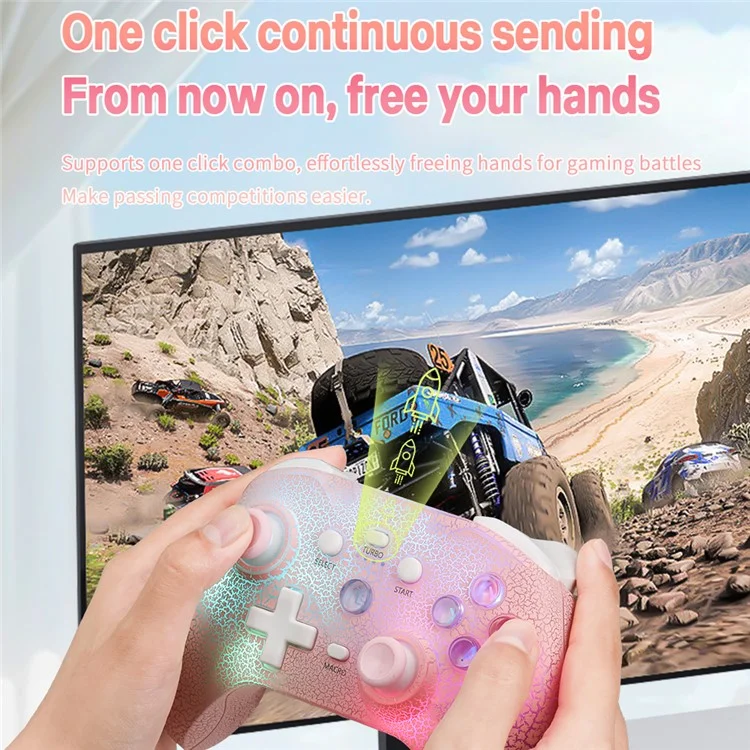 NS21 For Nintendo Switch / Ios / Android / PC RGB Light Gaming Controller Programmable Buttons Wireless Gamepad - Pink