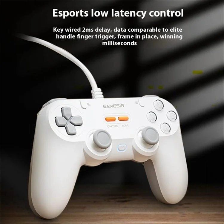 GAMESIR T3 Lite Wired Game Controller for PC Steam Switch Android iOS Hall Effect Joysticks 1000Hz Polling Rate - Grey