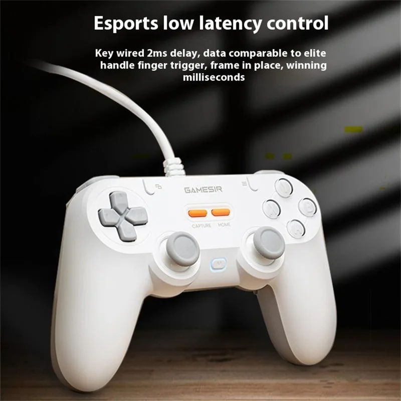 GAMESIR T3 Lite Wired Game Controller for PC Steam Switch Android iOS Hall Effect Joysticks 1000Hz Polling Rate - White