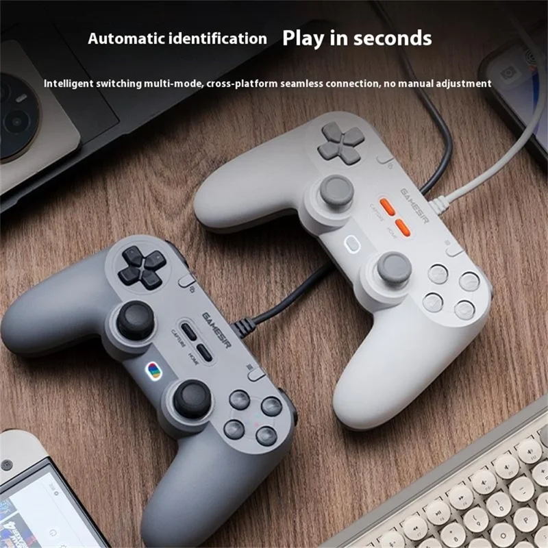 GAMESIR T3 Lite Wired Game Controller for PC Steam Switch Android iOS Hall Effect Joysticks 1000Hz Polling Rate - White