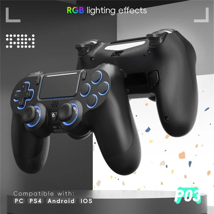 DATA FROG P03 For PS4 / PS4 Slim / Pro / PC Wireless Bluetooth-Compatible Controller 6-Axis Sensor Programmable Gamepad - Black