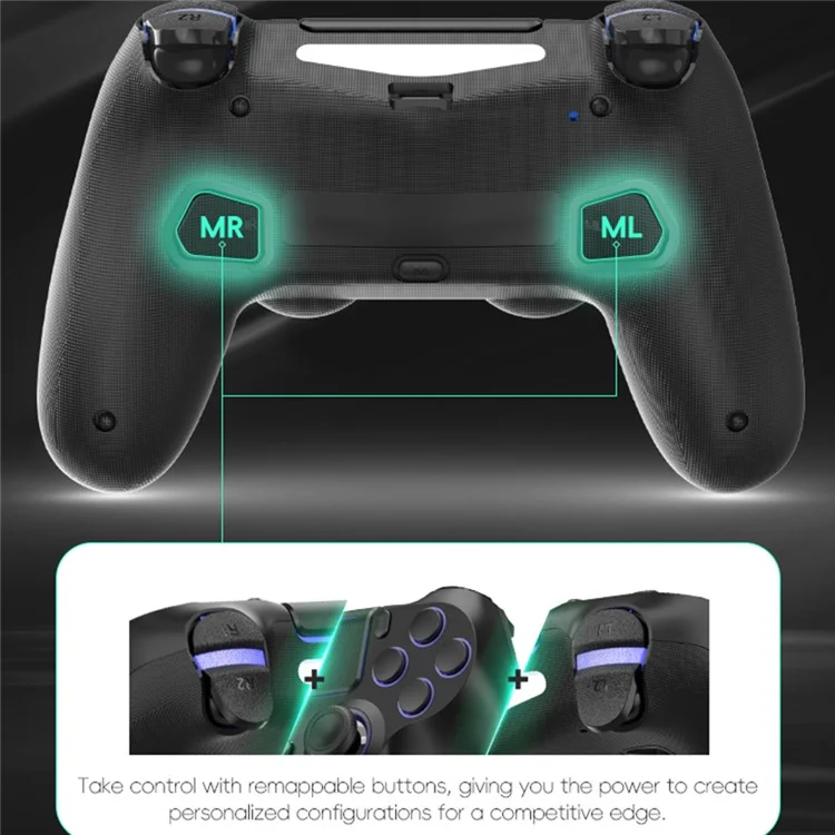 DATA FROG P03 For PS4 / PS4 Slim / Pro / PC Wireless Bluetooth-Compatible Controller 6-Axis Sensor Programmable Gamepad - Black