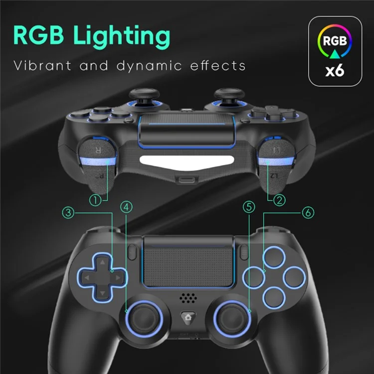 DATA FROG P03 For PS4 / PS4 Slim / Pro / PC Wireless Bluetooth-Compatible Controller 6-Axis Sensor Programmable Gamepad - Black